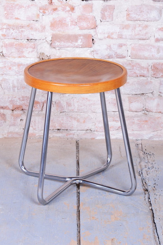 Sgabello Bauhaus restaurato, di Mücke-Melder, Faggio, Cromo, Lucido, Ceco, anni '30 – Sgabelli, Wood, Chrome (photo 5 of 9)