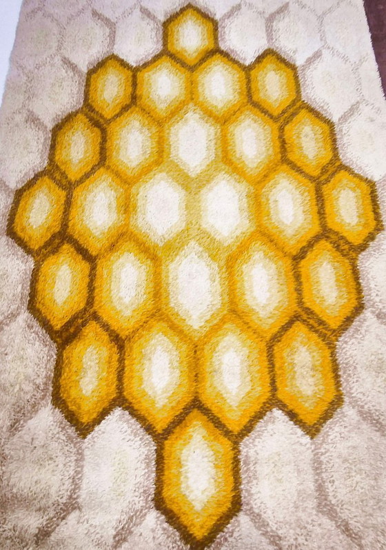 Image 1 of Vintage Desso 1970s Honeycomb Rug, 200x300cm, Space Age Pop 1970s
