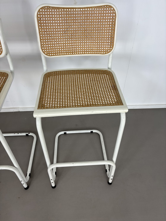 Image 1 of 2 sgabelli da bar vintage Cesca con struttura in tessuto, stile Marcel Breuer