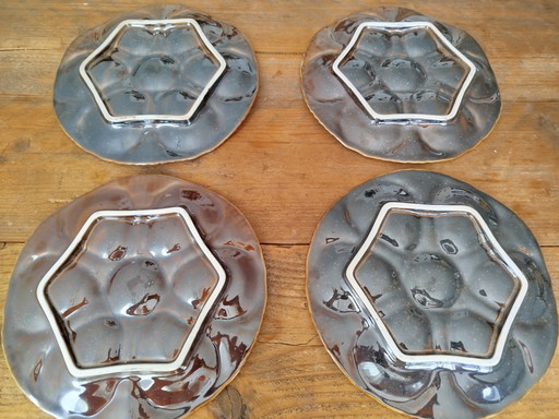 4 piatti in ceramica per ostriche