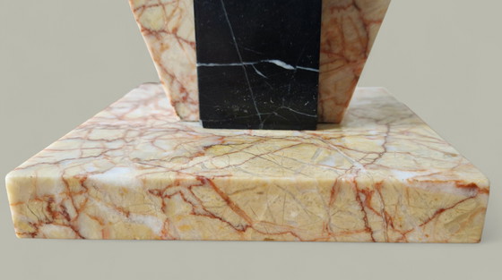 Image 1 of Sculpturale lamp van marmer en chroom - modernistische art-decostijl