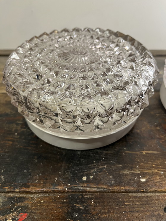 Image 1 of Vintage Set of 2 Crystal Ceiling Lamps