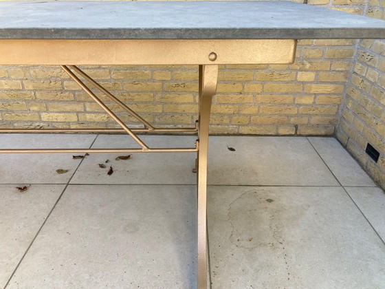 Cast iron garden table with hard stone top 160x80 cm – Metal (photo 2 of 8)