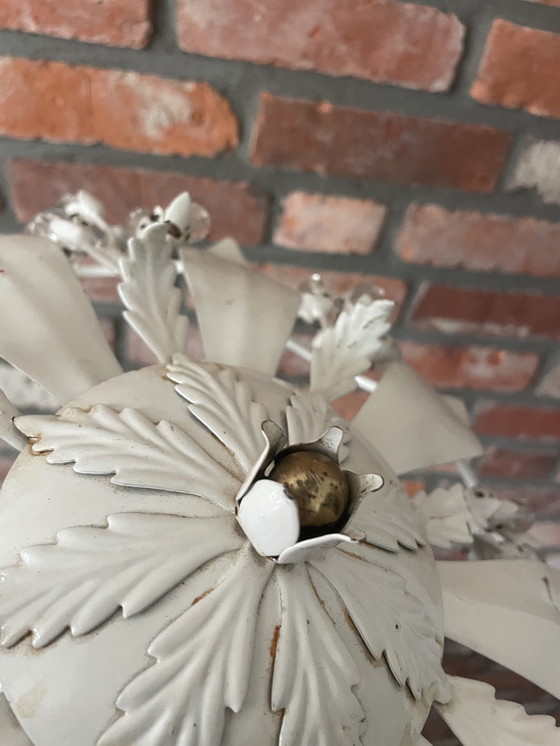 Image 1 of Plafondlamp met bloemenmotief en glazen ornamenten, jaren 50, Duitsland