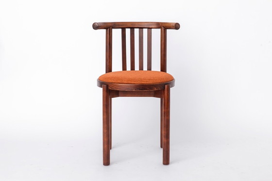 Image 1 of 5 Bentwood Chairs 1950s, Vintage Beech Wood Chairs, Mid Century Dining Chairs, Rust Upholstered Seats