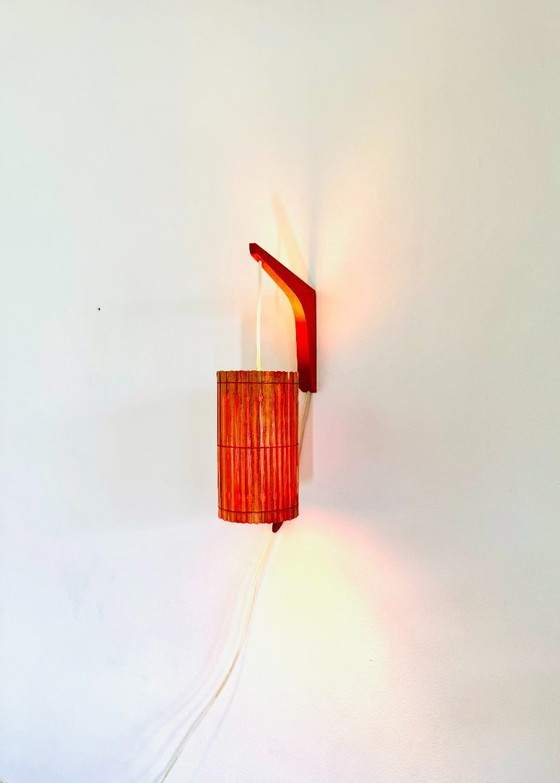 Image 1 of Pine veneer wall lamp by Krásná Jizba for ÚLUV Bratislava, former Czechoslovakia, 1950s
