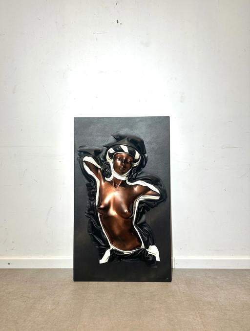Escultura de torso femenino sobre lienzo 3D – schilderijen tekeningen