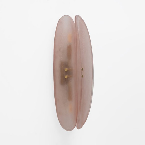 Image 1 of Coppia di lampade in vetro di Murano rosa in stile Fontana Arte della metà del secolo scorso