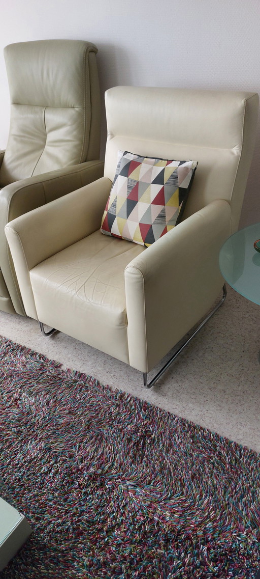 Leolux Rooby - Cream Leather Armchair