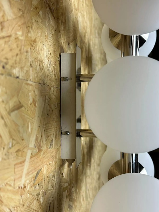 Image 1 of 2x 60s 70s 6-flame Sputnik wall lights from Kaiser Leuchten opal glass