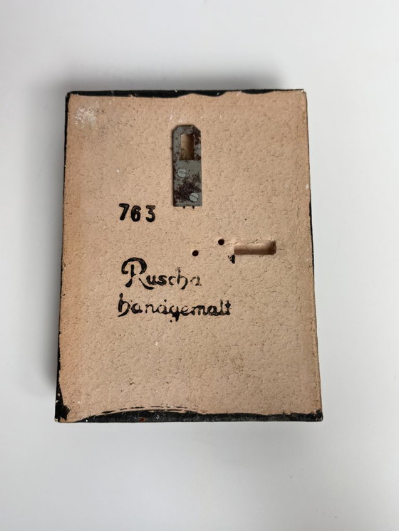 Image 1 of Mid-Century Design Ruscha Wall Tile Handpainted with High gloss orange tones combined with Matte Earth tones enamel. Germany,60s