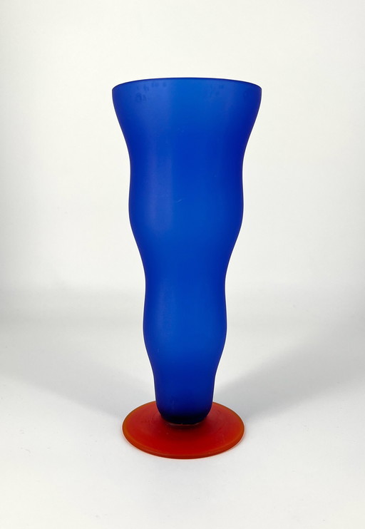 Jarrón de vidrio estilo Memphis, estilo pop art posmoderno, años 80 y 90