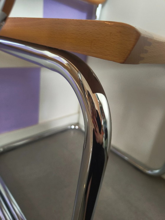 Image 1 of Ensemble de 2 chaises B32 de Marcel Breuer, piètement traîneau chromé