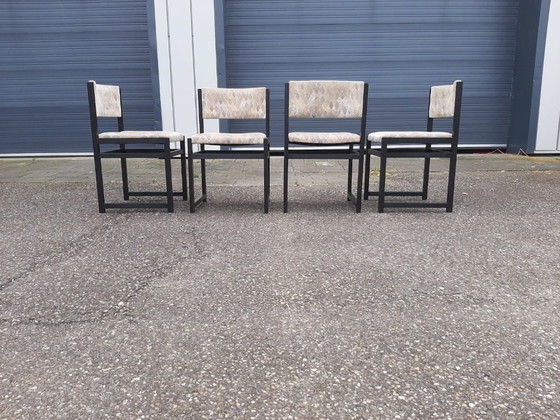 Image 1 of Brutalistische Esszimmerstuhl Stil De Coene Belgien 1970er Jahre, Satz von 4