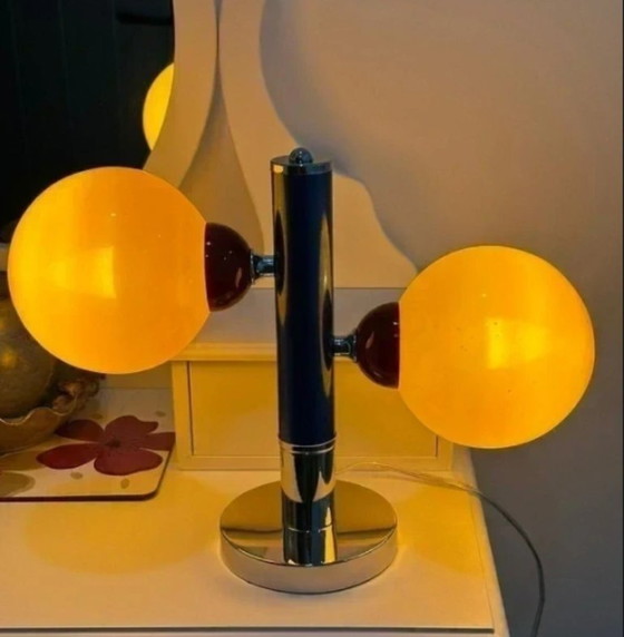 Image 1 of Lampe de table rétro spatiale orange bleu argent