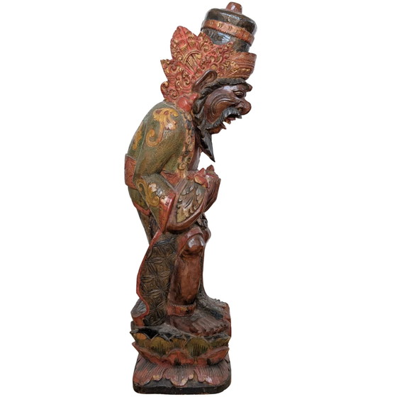 Vintage Balinese Houtsnijwerk – Rishi met Kamandalu – Polychroom – 52 cm – Beeldhouwkunst (photo 3 of 10)
