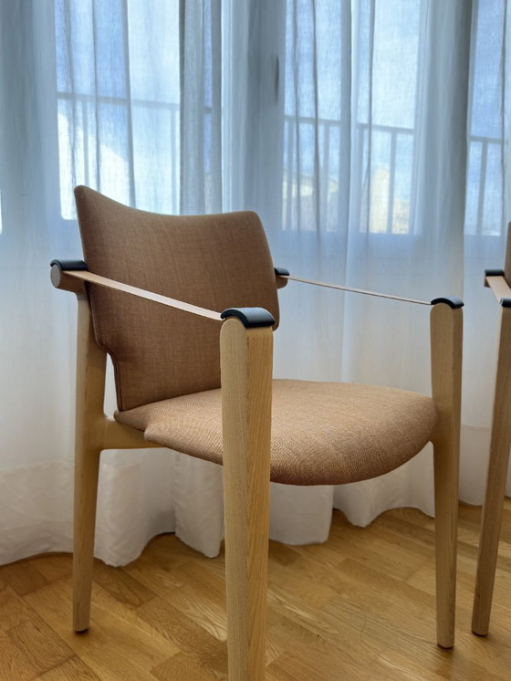 Image 1 of Fauteuils Philippe Starck Luba pour Andreu World - Frêne massif et cuir (lot de 2)