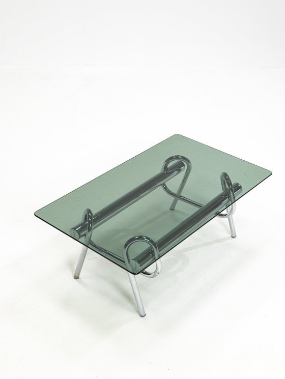Image 1 of Tavolino da caffè scultoreo cromato con nodo degli anni '70