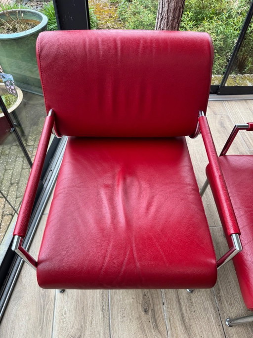 Leolux Gazetta cuir rouge 2x