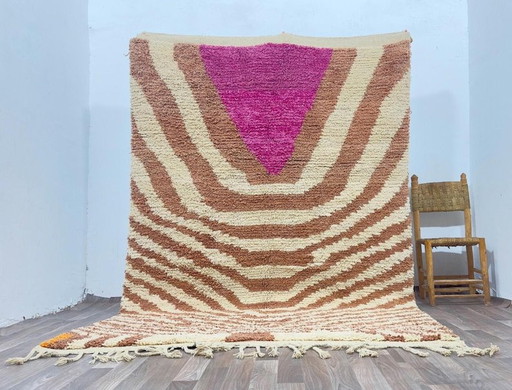 Seltener ecrufarbener Berberteppich mit geometrischen Mustern 200/300 – vloerkleden en tapijten, Wool