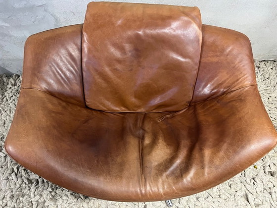 Image 1 of Etichetta GIGI Gerard van den Berg, pelle cognac con base girevole in acciaio inossidabile