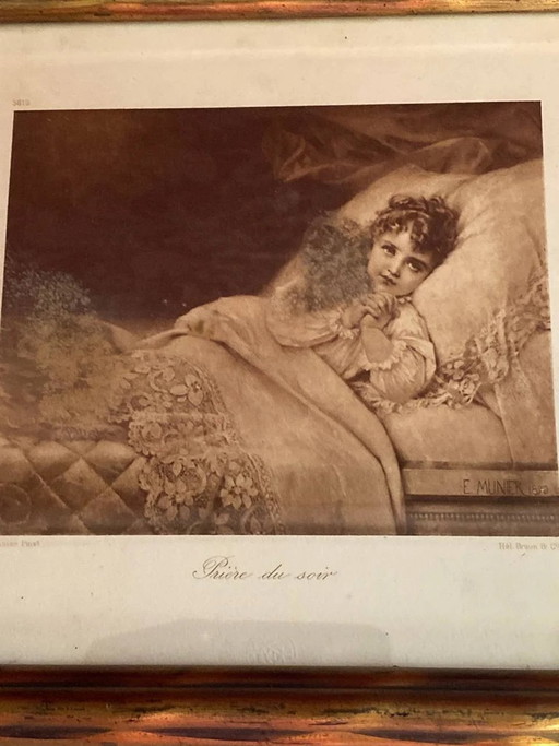 Antique Photogravure "Evening Prayer" after Émile Munier, Braun & Co., Gilded Wooden Frame (photo 2 of 6)