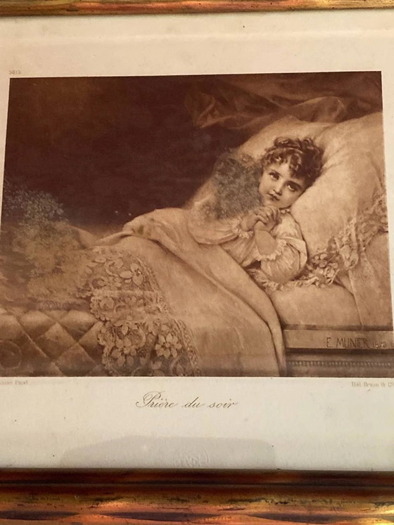 Antique Photogravure "Evening Prayer" after Émile Munier, Braun & Co., Gilded Wooden Frame (photo 2 of 6)