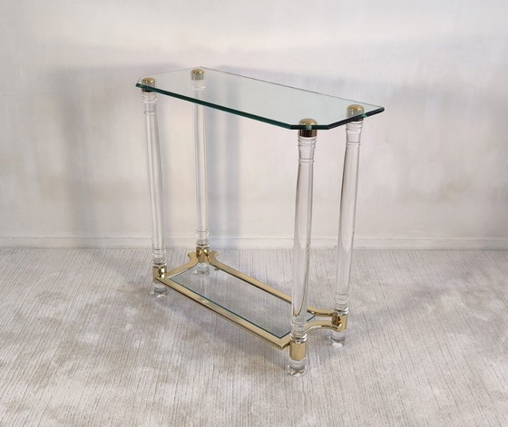 😍✨ Very Beautiful Vintage 80s Roméo Réga Console - Altuglas, Brass & Beveled Glass ✨😍 – Romeo Rega (photo 5 of 19)