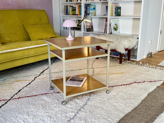 Image 1 of 1970s industrial side table Vintage serving trolley Space Age Coffee table 