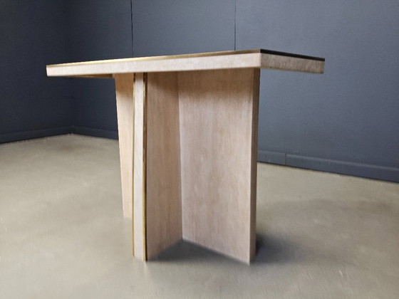 Image 1 of Vintage travertine and brass console table, 1970s