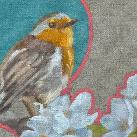 Image 1 of Robin, oil on canvas, 20x20 cm, Sandra Kolondam