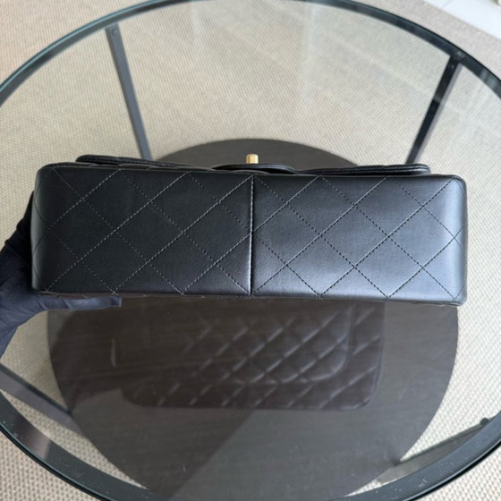 Image 1 of Chanel Classic Flap Jumbo - 30CM Quilted Lambskin Double Flap Black Gold Hardware