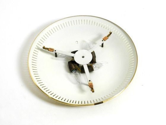 Image 1 of Rare miroir rond illuminé en métal Hillebrand, datant du milieu du XXe siècle (1966).