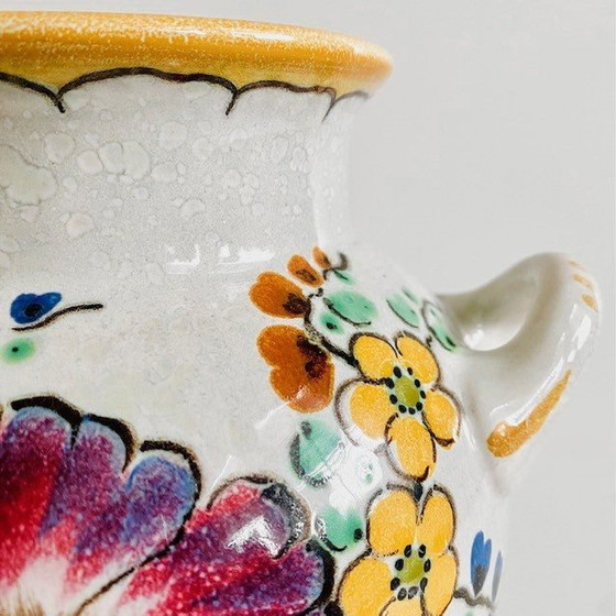 Image 1 of Mid-Century Royal Gouda South Holland Vase Areo Blumen 1940er Jahre