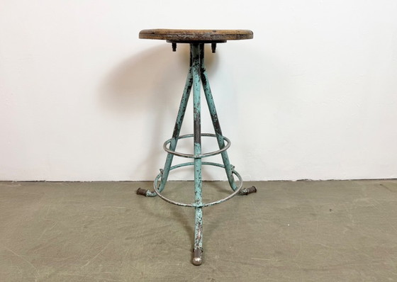 Image 1 of Green Industrial Workshop Stool, 1960s