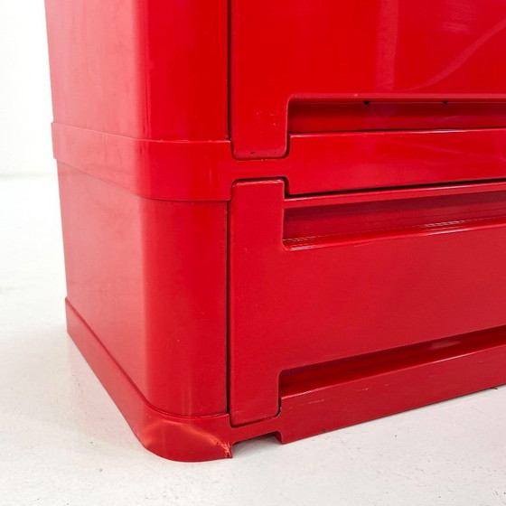 Image 1 of Cassettiera rossa a 5 cassetti, modello 4964, disegnata da Olaf Von Bohr per Kartell, anni '70.