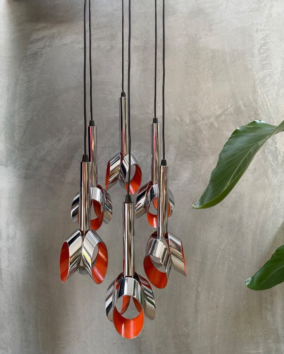 Design vintage - Lampe à suspension RAAK Amsterdam Tulip Cascade – Chrome (photo 8 of 15)