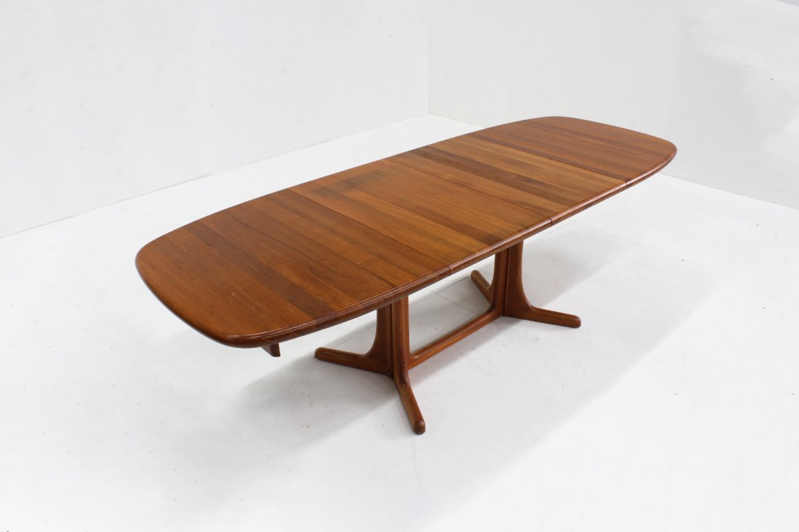 Vintage deense ovalen uitschuifbare eettafel tafel massief teak