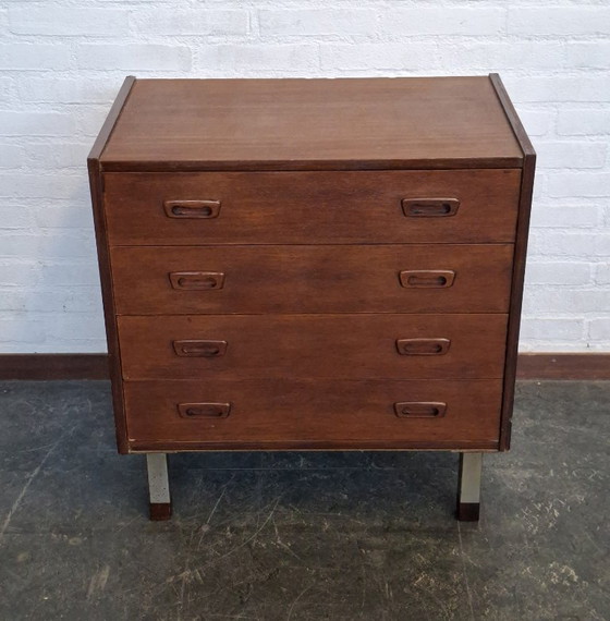 vintage ladenkastje, Ladekasten, Metaal, Hout, Bruin (foto 2 van 13)