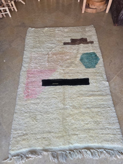 Tappeto marocchino Boujaad astratto color crema 240 x 153 cm