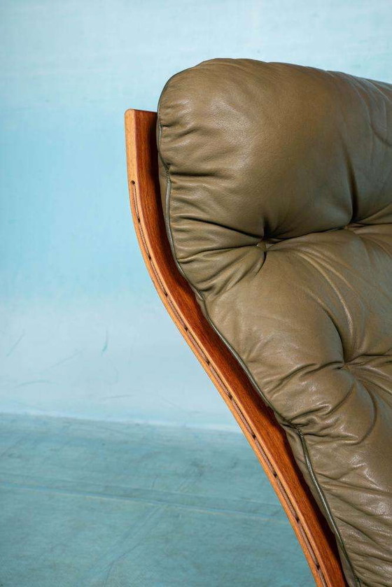 Image 1 of Midcentury leather armchair 60s space age lounge chair