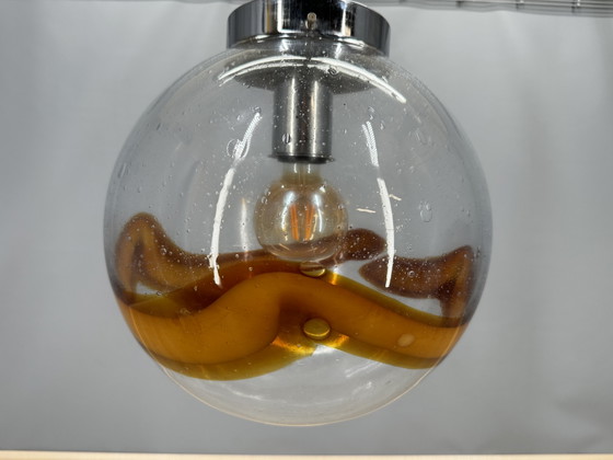 Mazzega Murano Glas-Pendelleuchte, Pendelleuchten, Metall, Orange (Foto 4 von 30)