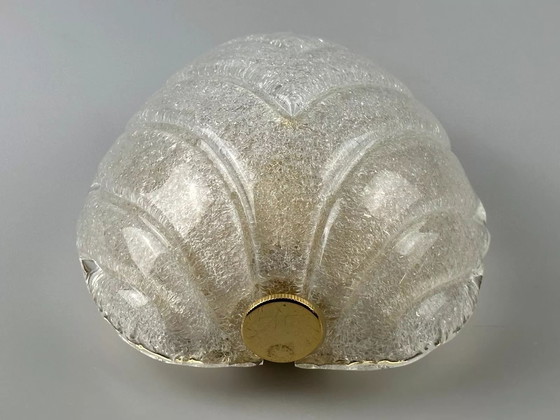 Image 1 of 60's 70's Lampe Lampe murale Glass Brass Blatt Space Age Design