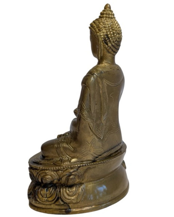 Tibetan Gilt-Bronze Buddha – 19th Century – Sculpture, Gold (photo 7 of 11)