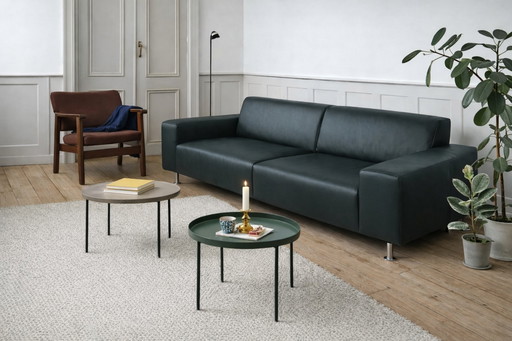 Sofá moderno de cuero negro Kanizsa Trend