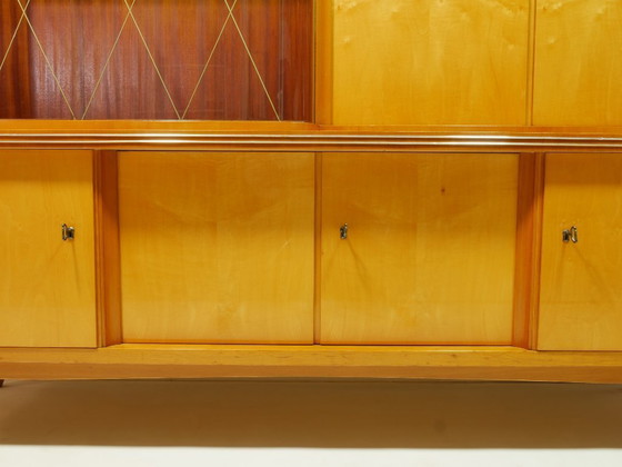 Image 1 of Buffet haut vintage avec grande vitrine, meuble de salon, années 1960, Allemagne