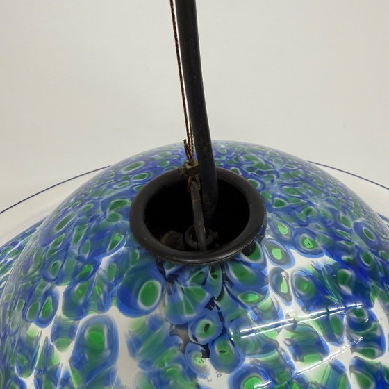 Image 1 of Lampada a sospensione in vetro di Murano blu Neverrino di Gae Aulenti per Vistosi Italia, anni '70
