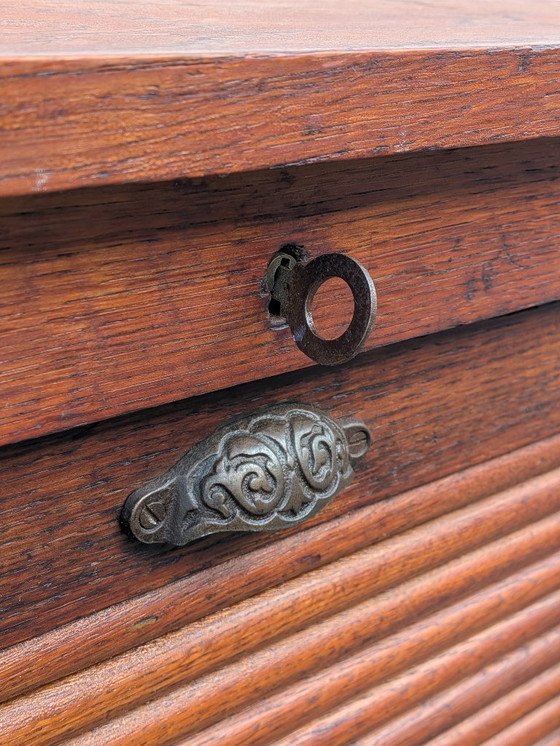 Image 1 of Mobile antico francese in rovere con doppia anta a serrandina - Armadio per archivio notarile (circa 1920)