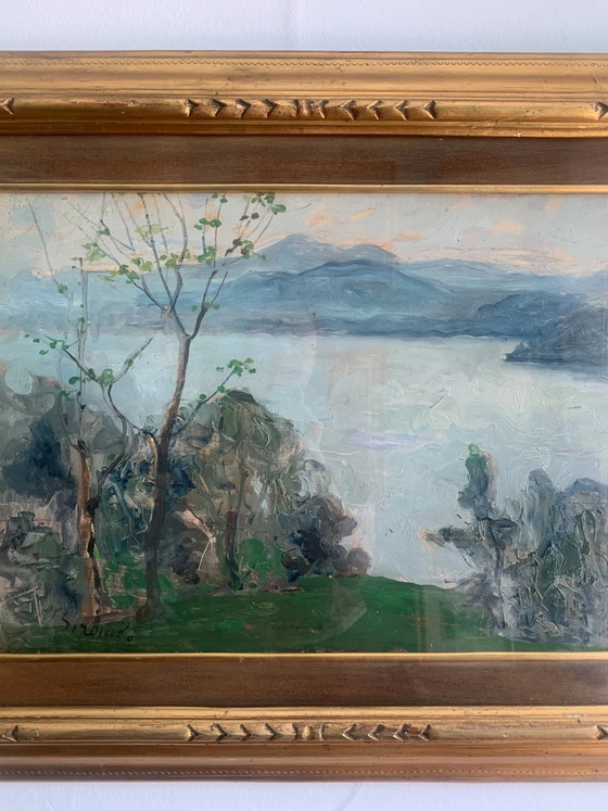Oil on Canvas Landscape Painting by Giovanni Sirombo, 1920s, Paintings & Drawings (photo 2 of 8)