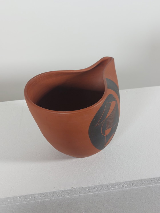 Image 1 of Vintage Mid Century Sgraffito Decor Vaas van Rudi Stahl, jaren 50